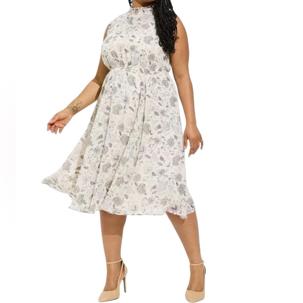 Torrid Midi Clip Dot Mock Neck Dress | Size 3X